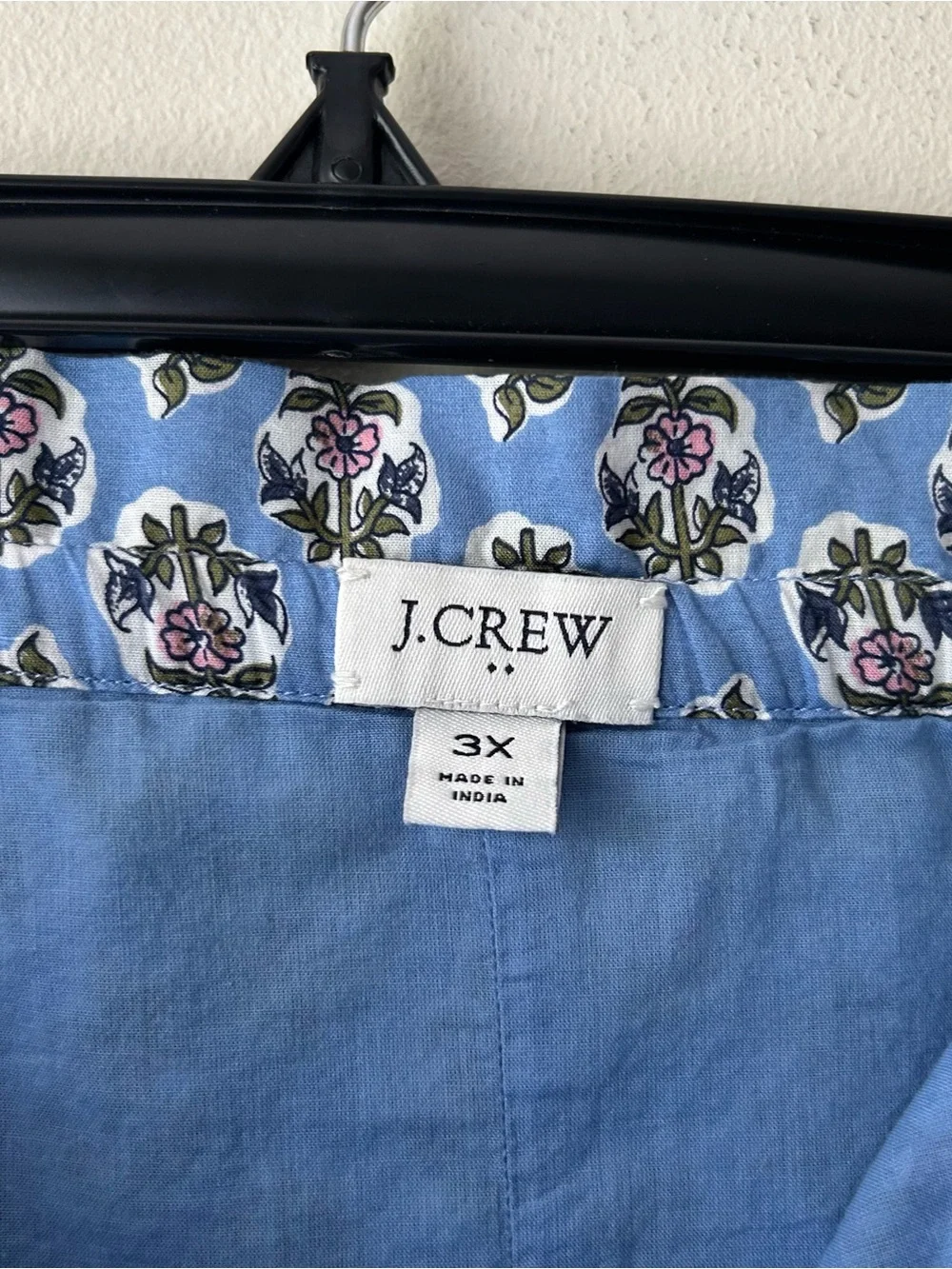 J. Crew Tiered Maxi Skirt Block Print Floral 100% Cotton Cottagecore Blue 3X - Picture 10 of 11